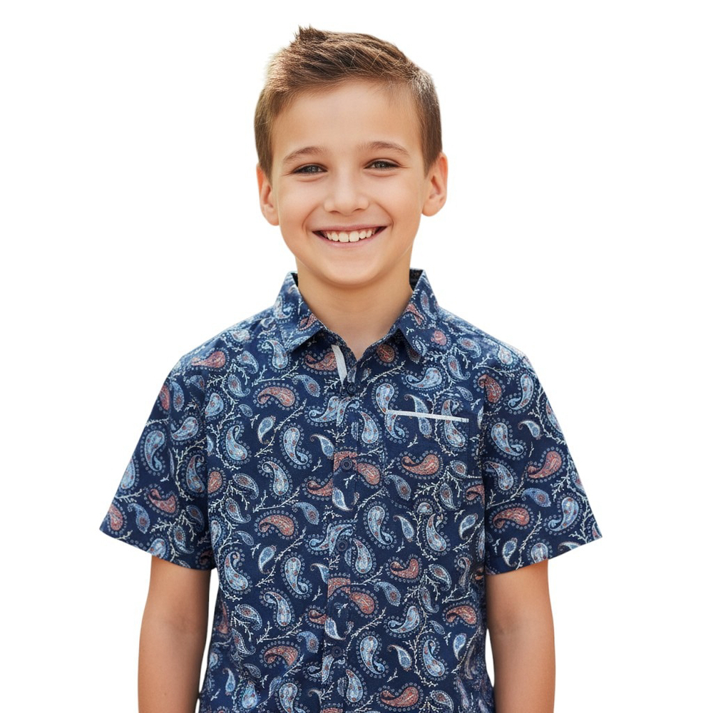 Consequence Big Boy 14 Large Blue Paisley Shirt Soft Resort Vacation Summer Camp